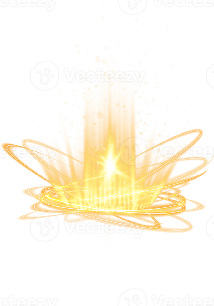 Yellow magic fantasy portal. Futuristic teleport. Light effect. Yellow candles rays of a night scene with sparks. Empty light effect of the podium. Disco club dance floor. . Illustration number 15 png