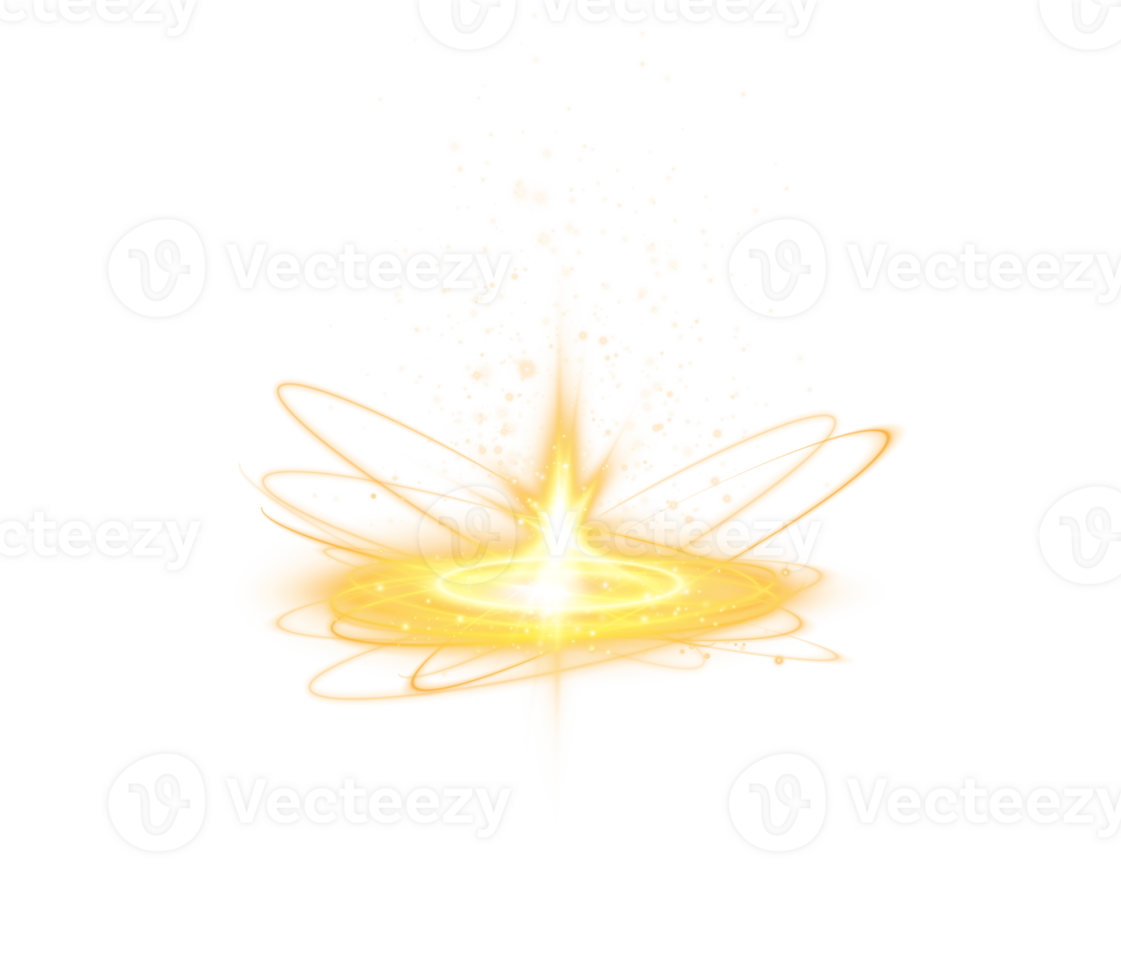 Yellow magic fantasy portal. Futuristic teleport. Light effect. Yellow candles rays of a night scene with sparks. Empty light effect of the podium. Disco club dance floor. . Illustration number 12 png