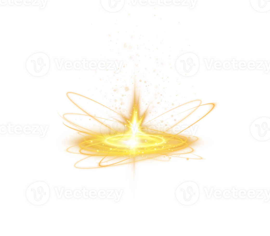 Yellow magic fantasy portal. Futuristic teleport. Light effect. Yellow candles rays of a night scene with sparks. Empty light effect of the podium. Disco club dance floor. . Illustration number 11 png