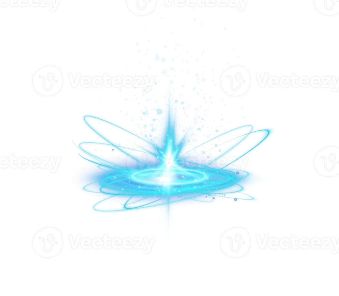 Blue magic fantasy portal. Futuristic teleport. Light effect. Blue candles rays of a night scene with spark. Empty light effect of the podium. Disco club dance floor. . Illustration number 7 png