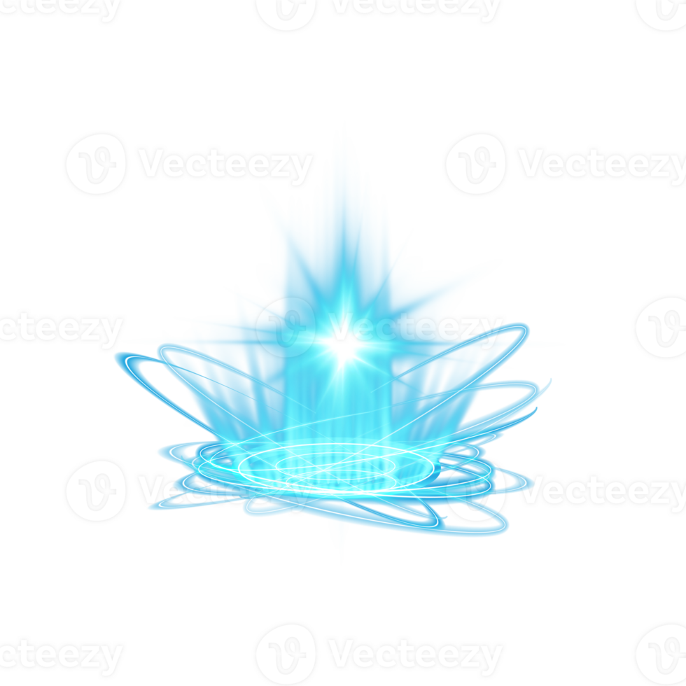 Blue magic fantasy portal. Futuristic teleport. Light effect. Blue candles rays of a night scene with spark. Empty light effect of the podium. Disco club dance floor. . Illustration number 6 png