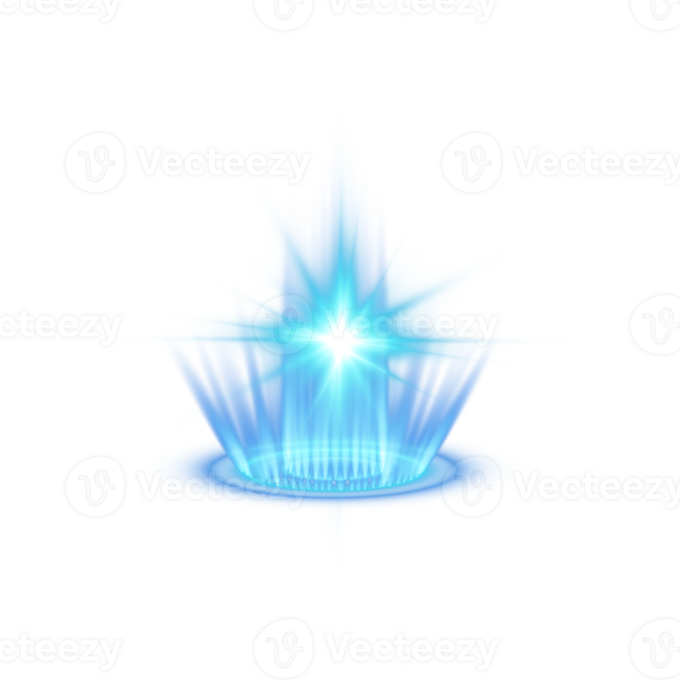 Blue magic fantasy portal. Futuristic teleport. Light effect. Blue candles rays of a night scene with spark. Empty light effect of the podium. Disco club dance floor. . Illustration number 1 png