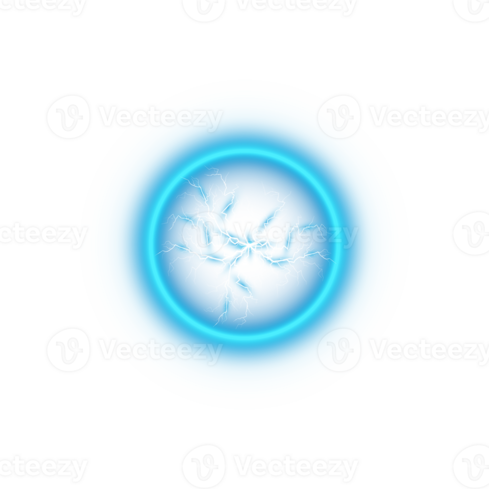 Blue Ball lightning on a transparent background. Abstract electric lightning strike. Light flash, thunder, spark. . Illustration number 7 png