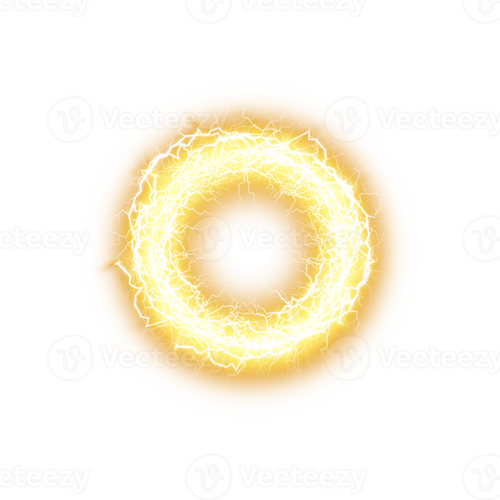 Yellow Ball lightning on a transparent background. Abstract electric lightning strike. Light flash, thunder, spark. . Illustration number 5 png