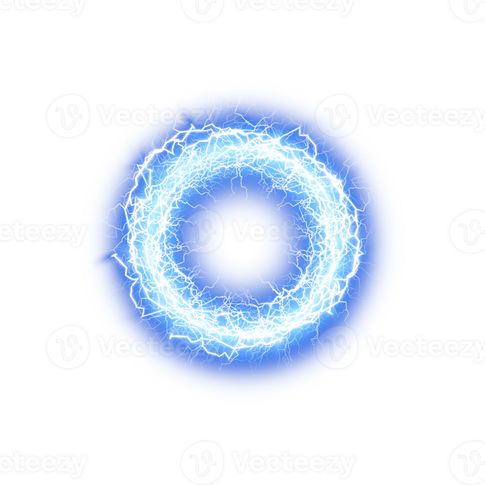 Blue Ball lightning on a transparent background. Abstract electric lightning strike. Light flash, thunder, spark. . Illustration number 4 png