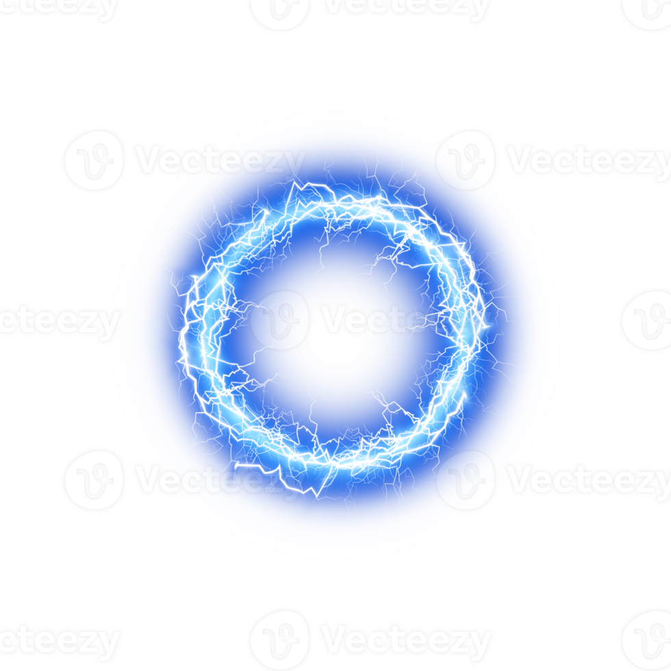 Blue Ball lightning on a transparent background. Abstract electric lightning strike. Light flash, thunder, spark. . Illustration number 1 png