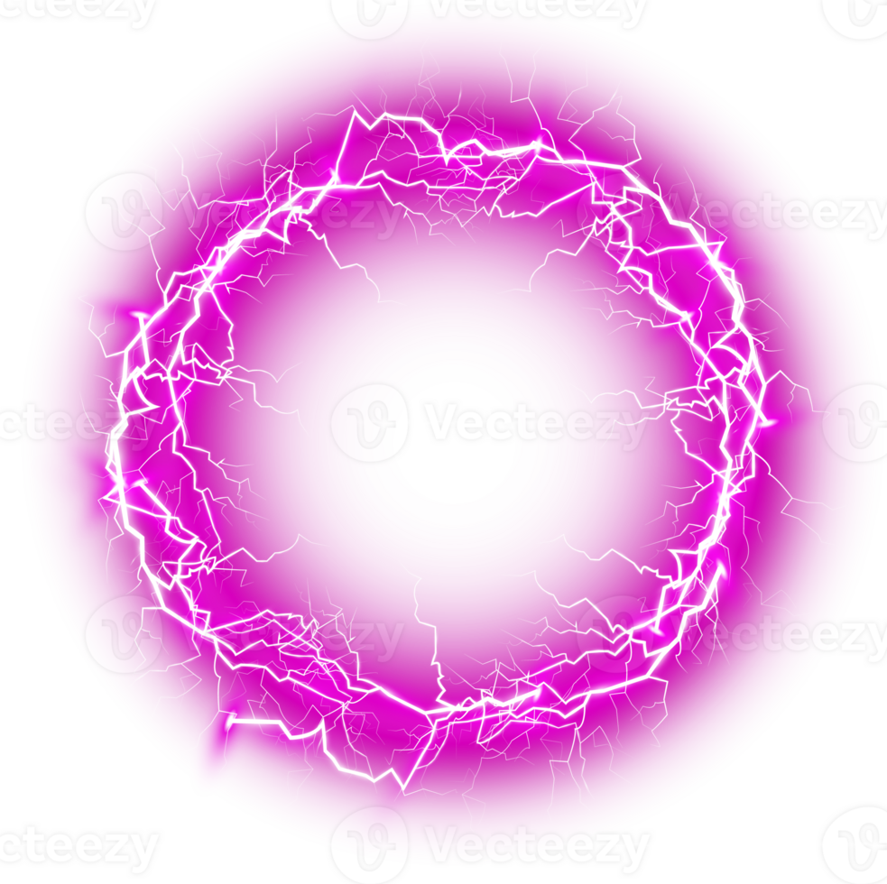 Purple Ball lightning on a transparent background. Abstract electric lightning strike. Light flash, thunder, spark. . Illustration number 1 png