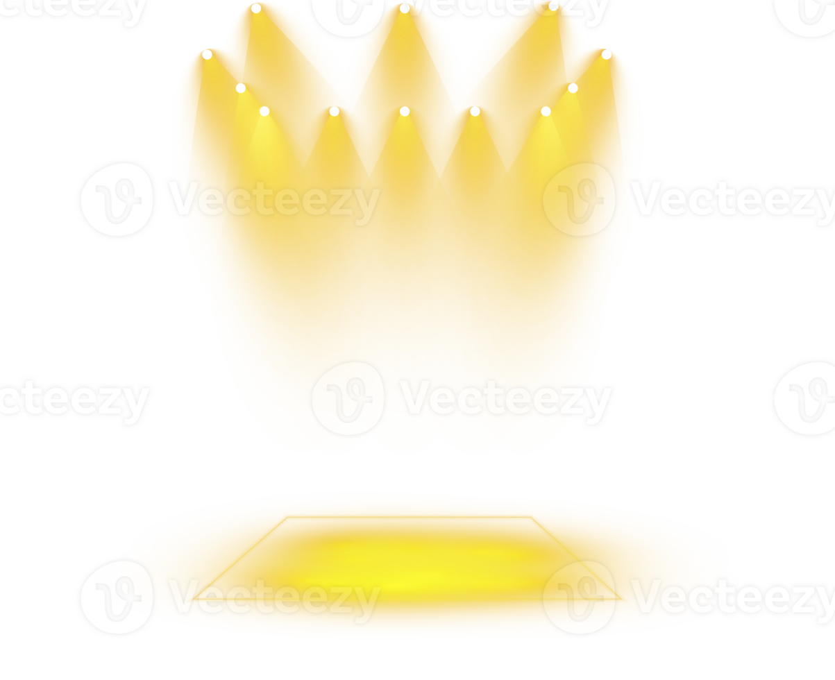 Bright Yellow or Golden Spotlight. Scene. Stage. Podium. Light Effects. Glow light effect. Glowing lamp. . Illustration number 373 png