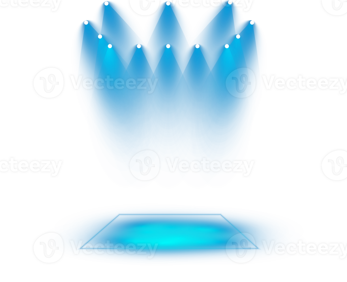 Bright blue Spotlight. Scene. Stage. Podium. Light Effects. Glow light effect. Glowing lamp. . Illustration number 290 png