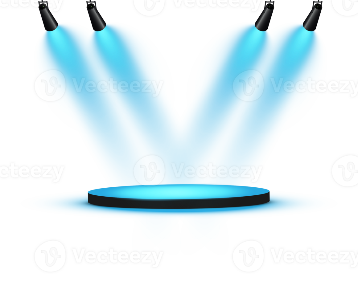 Bright blue Spotlight. Scene. Stage. Podium. Light Effects. Glow light effect. Glowing lamp. . Illustration number 492 png