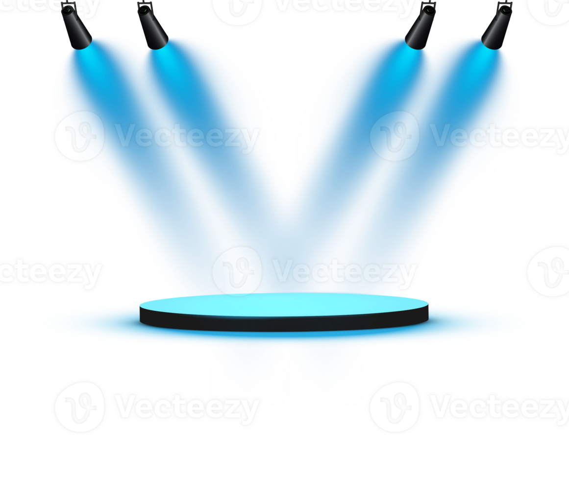 Bright blue Spotlight. Scene. Stage. Podium. Light Effects. Glow light effect. Glowing lamp. . Illustration number 490 png