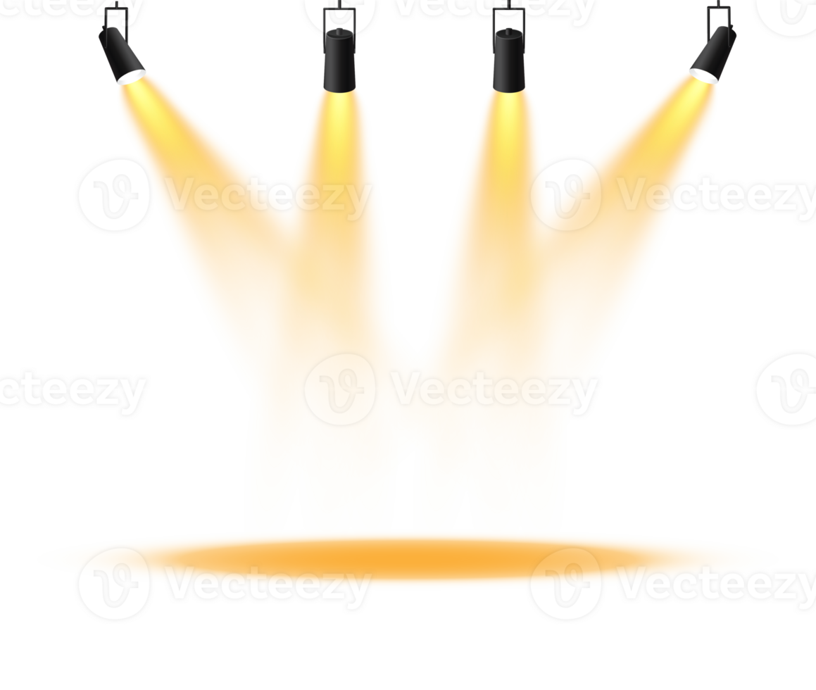 Bright Yellow or Golden Spotlight. Scene. Stage. Podium. Light Effects. Glow light effect. Glowing lamp. . Illustration number 194 png
