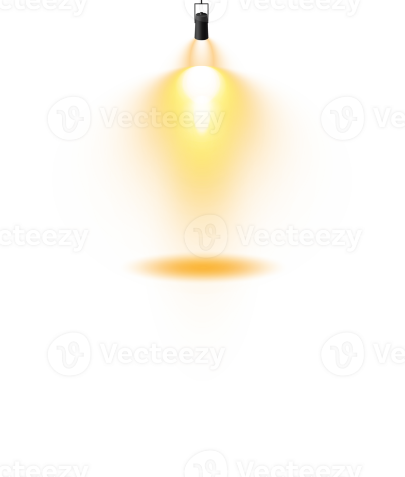 Bright Yellow or Golden Spotlight. Scene. Stage. Podium. Light Effects. Glow light effect. Glowing lamp. . Illustration number 117 png