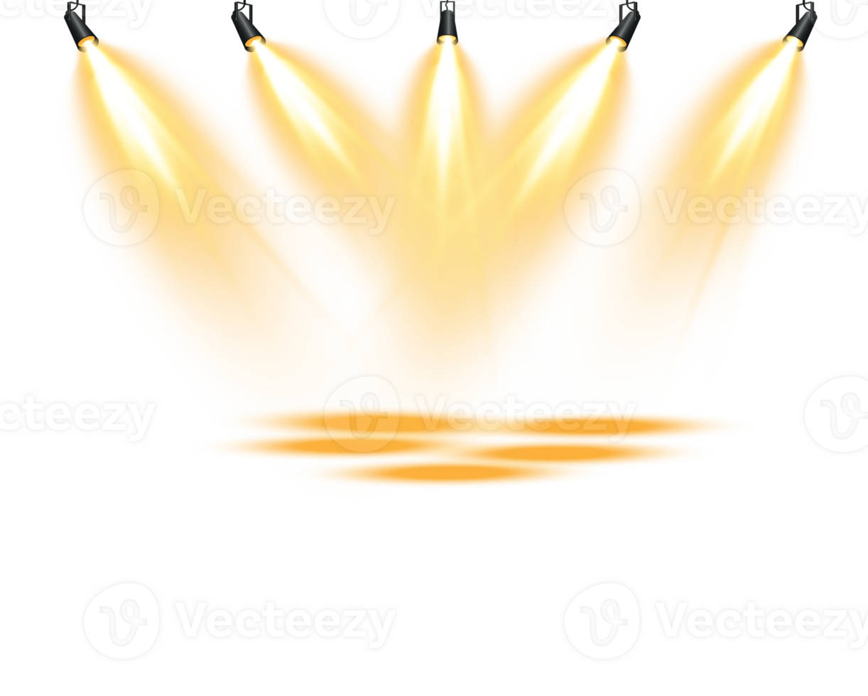 Bright Yellow or Golden Spotlight. Scene. Stage. Podium. Light Effects. Glow light effect. Glowing lamp. . Illustration number 34 png