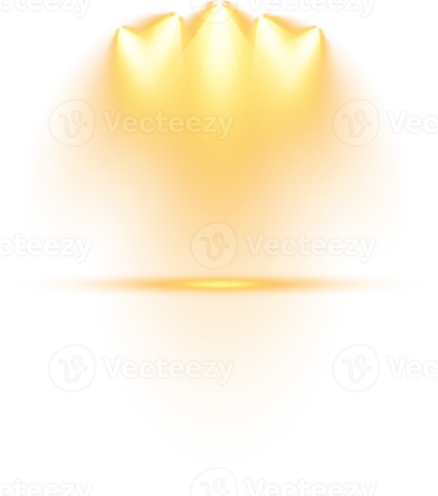 Bright Yellow or Golden Spotlight. Scene. Stage. Podium. Light Effects. Glow light effect. Glowing lamp. . Illustration number 17 png
