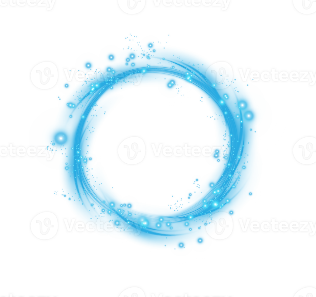 Blue spark circle light effect with magic glow. Abstract round glitter sparkle blue. Shiny luxury circular dust particle design set with starlight trail. . Illustration number 26 png