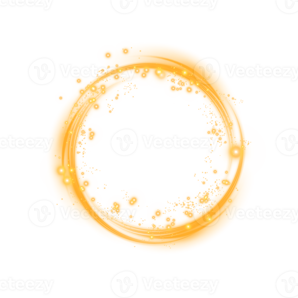 Yellow or golden spark circle light effect with magic glow. Abstract round glitter sparkle yellow or golden. Shiny luxury circular dust particle design set with starlight trail. . Number 21 png