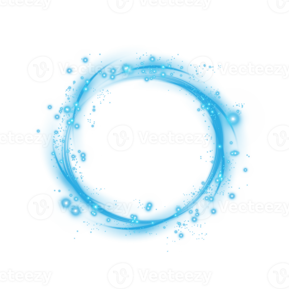 Blue spark circle light effect with magic glow. Abstract round glitter sparkle blue. Shiny luxury circular dust particle design set with starlight trail. . Illustration number 19 png