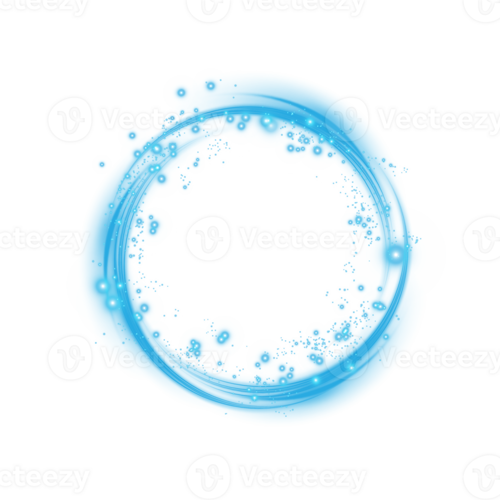 Blue spark circle light effect with magic glow. Abstract round glitter sparkle blue. Shiny luxury circular dust particle design set with starlight trail. . Illustration number 18 png