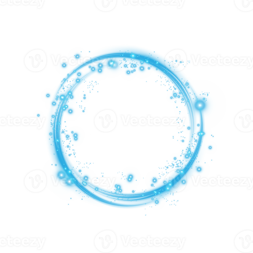 Blue spark circle light effect with magic glow. Abstract round glitter sparkle blue. Shiny luxury circular dust particle design set with starlight trail. . Illustration number 17 png