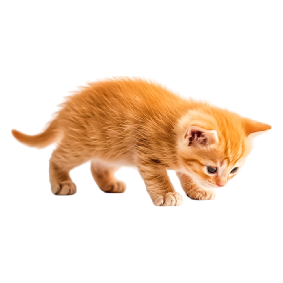 Cute Orange Kitten Playfully Exploring Its Environment in Bright Light png