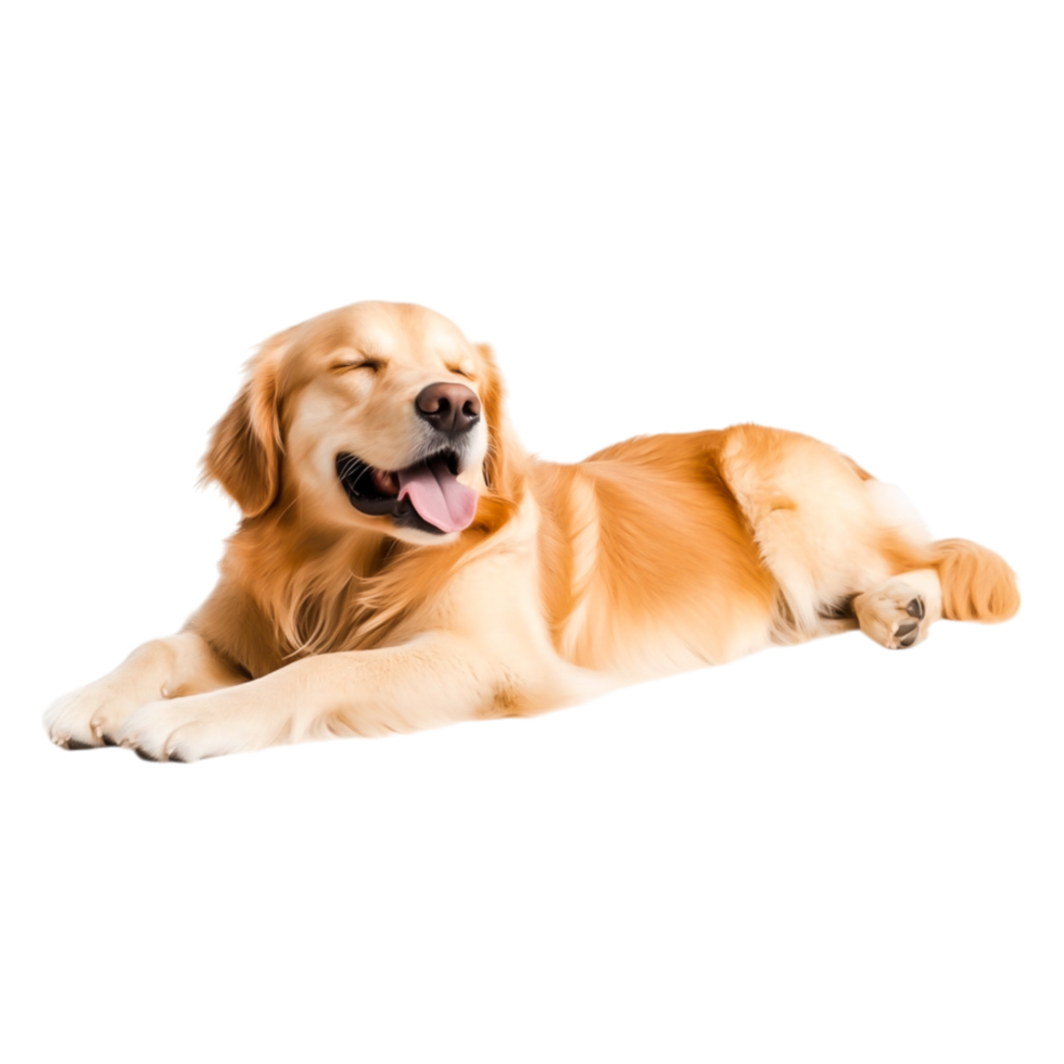 Happy Golden Retriever Relaxing Sunny Day with a Joyful Expression png