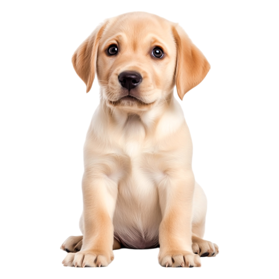 Adorable Light Golden Labrador Retriever Puppy Sitting with Curious Expression png