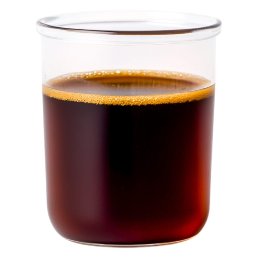 Fresh Brewed Coffee in Glass Jar with Rich Brown Color and Foam Top png