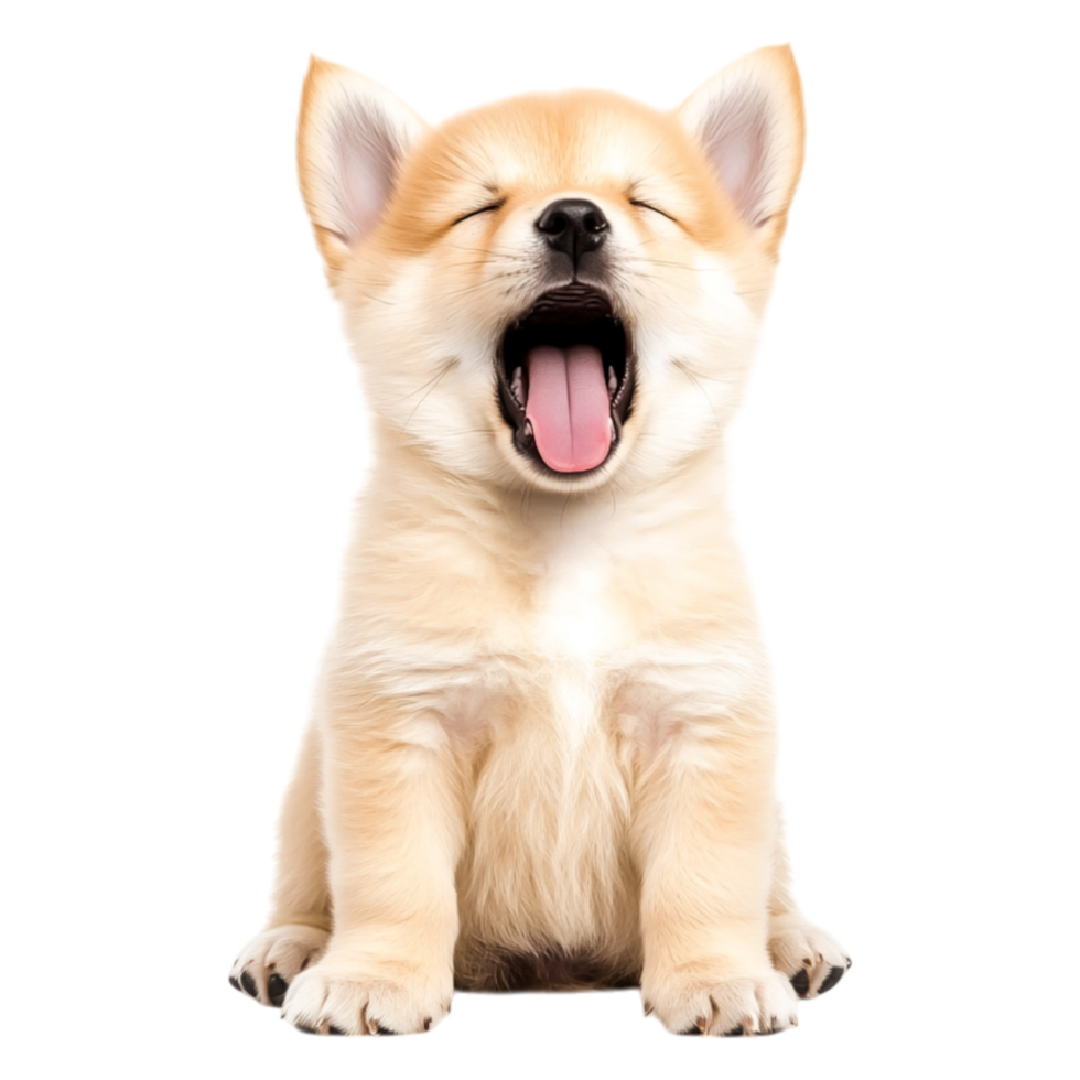 Cute and Playful Corgi Puppy with Yawning Expression on png