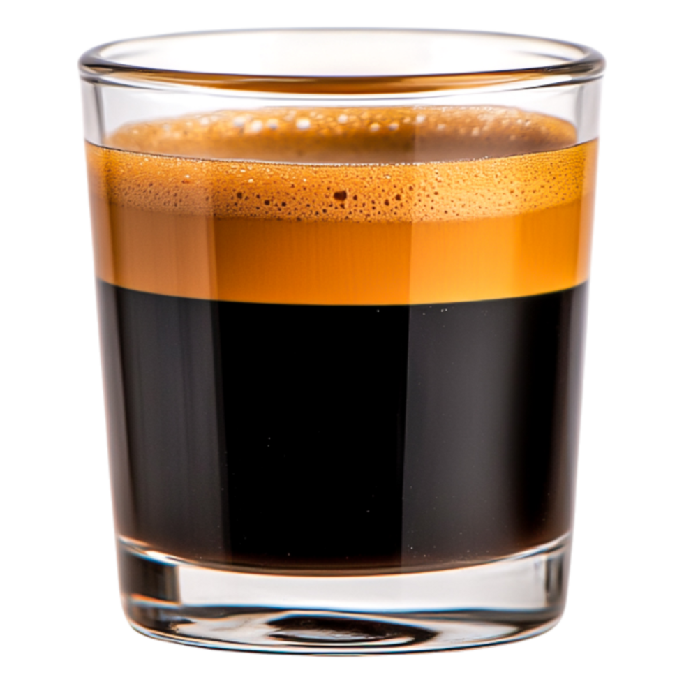 Delicious Layered Espresso Drink in Elegant Glassware with Creamy Foam png