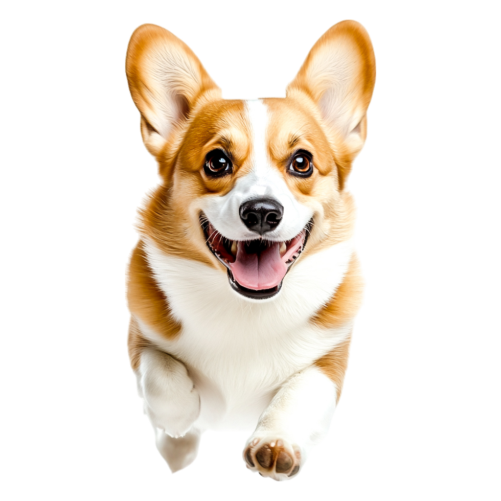 Happy Corgi Dog Running with Joyful Expression png