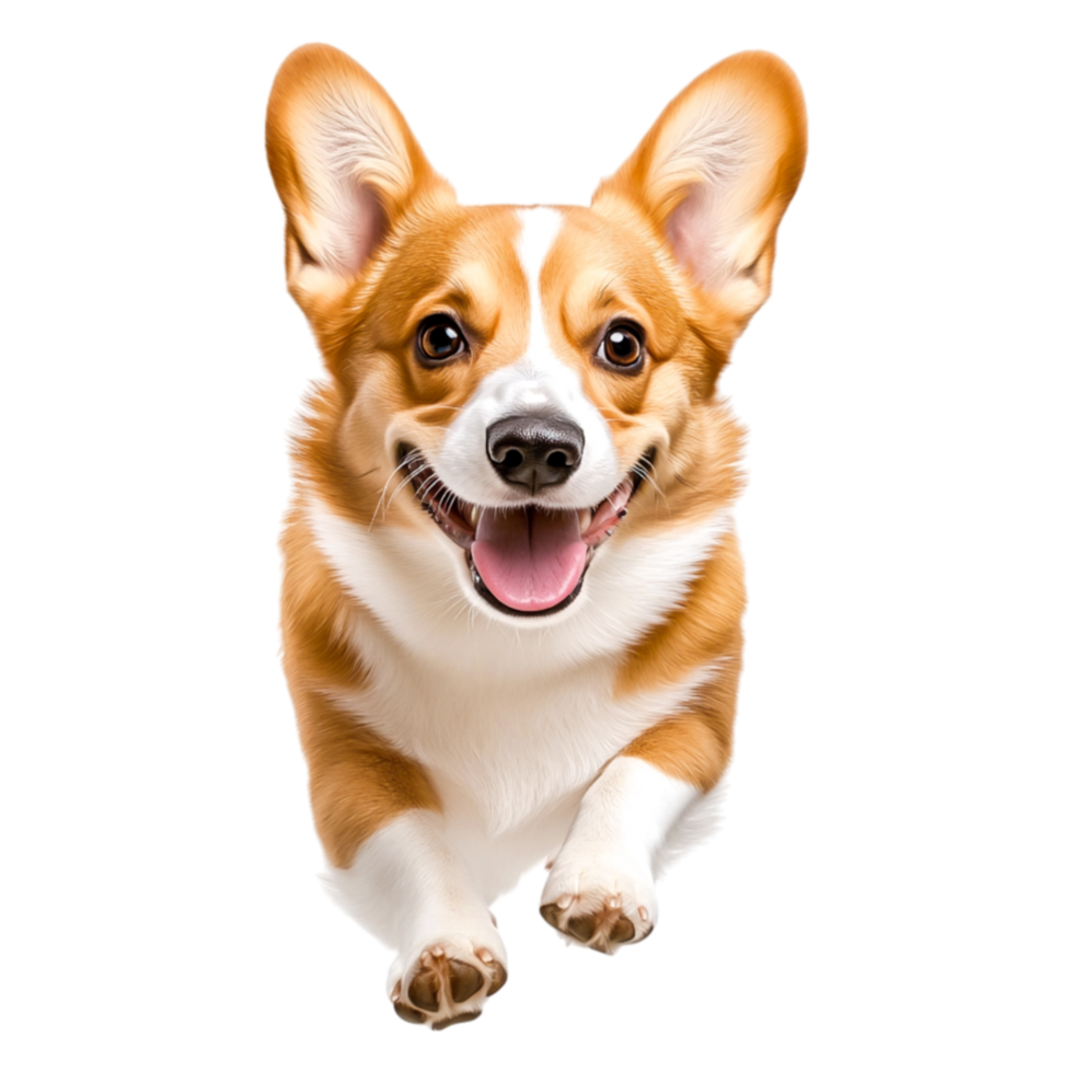 Playful Corgi Dog Running Joyfully in Bright Outdoor Environment png