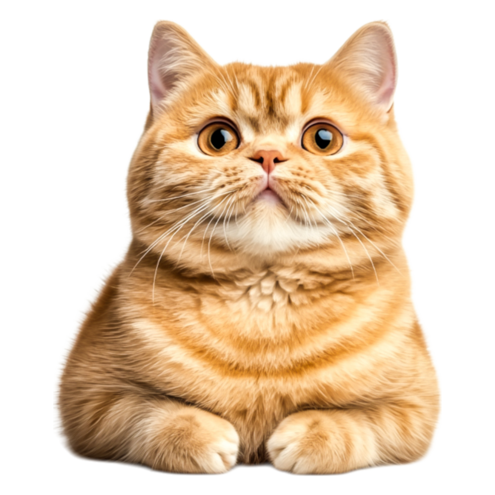 Adorable orange tabby cat with bright eyes and soft fur, sitting calmly png