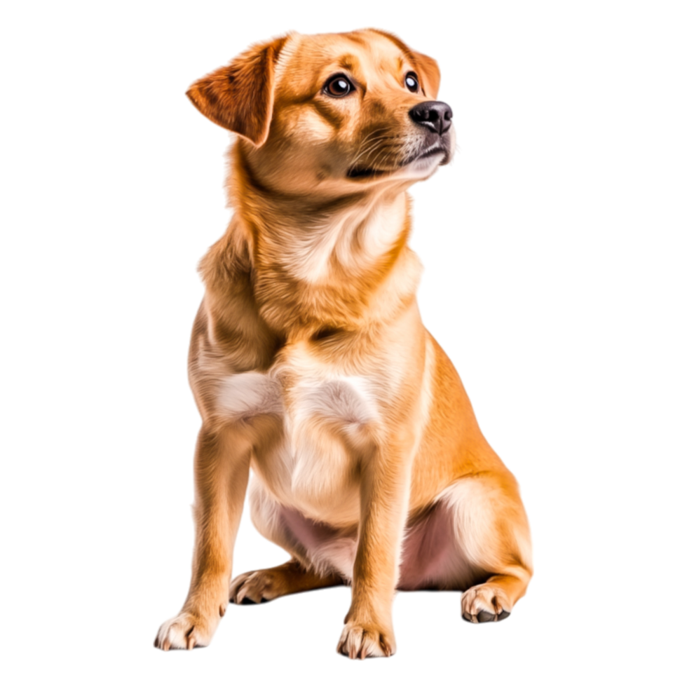 Adorable and Playful Golden Labrador Sitting with Curious Expression png