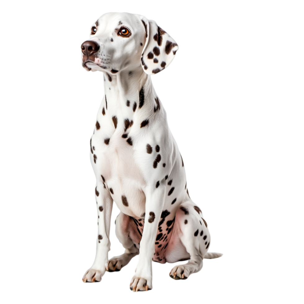 Adorable Dalmatian Dog Sitting Gracefully in a Studio Setting png