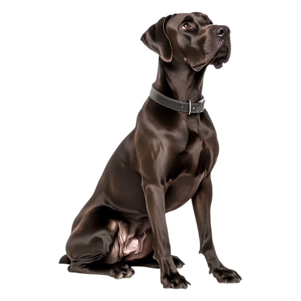 Majestic brown dog standing tall with elegance and attentive expression png
