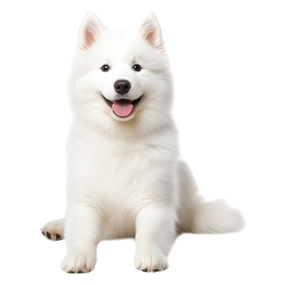 Happy Samoyed Dog Sitting Cheerfully on png