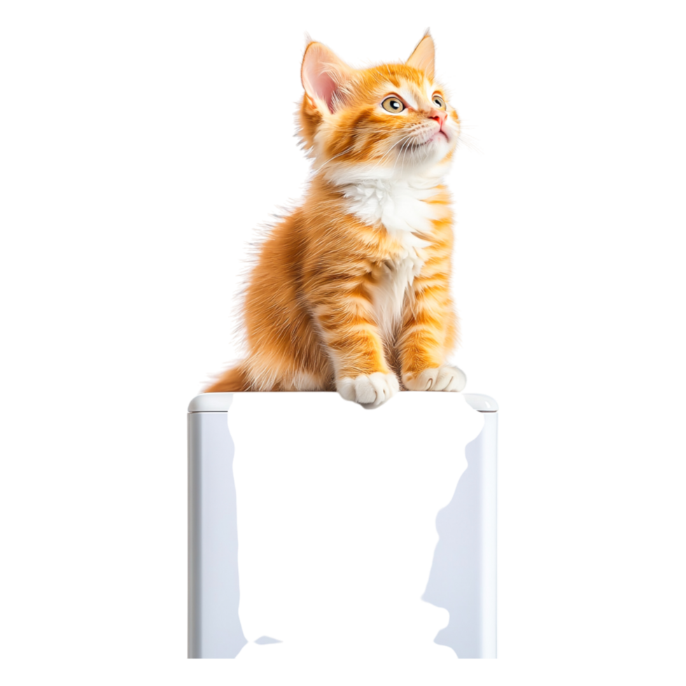 Playful Orange Cat Sitting with Curiosity and Charm png