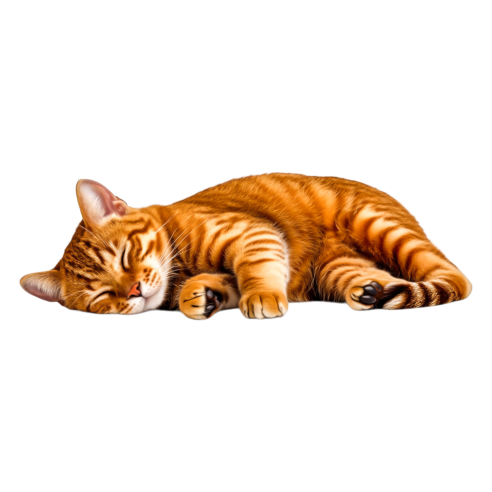 Adorable Sleeping Orange Tabby Cat Relaxing on png