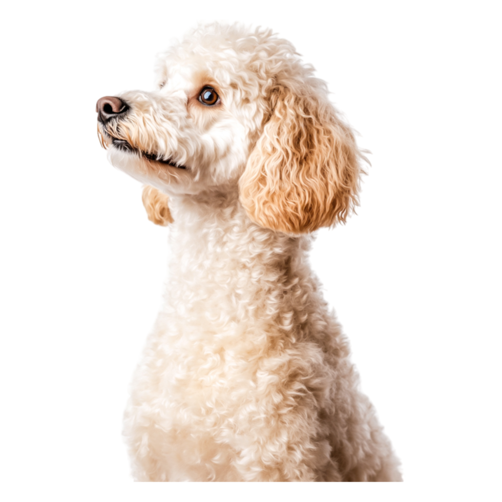 Cute fluffy white dog with curly coat isolated png