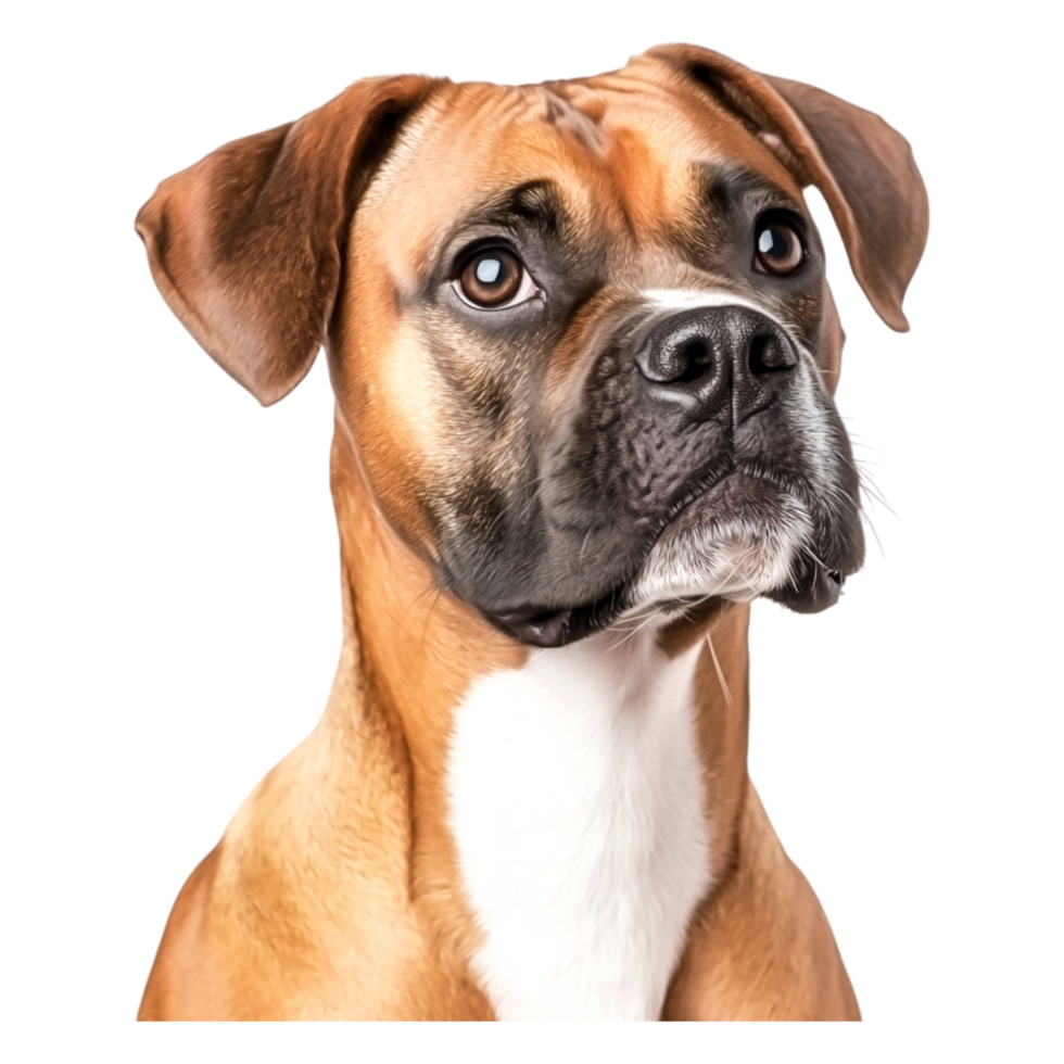 closeup Portrait of a Curious Boxer Dog with Alert Expression png