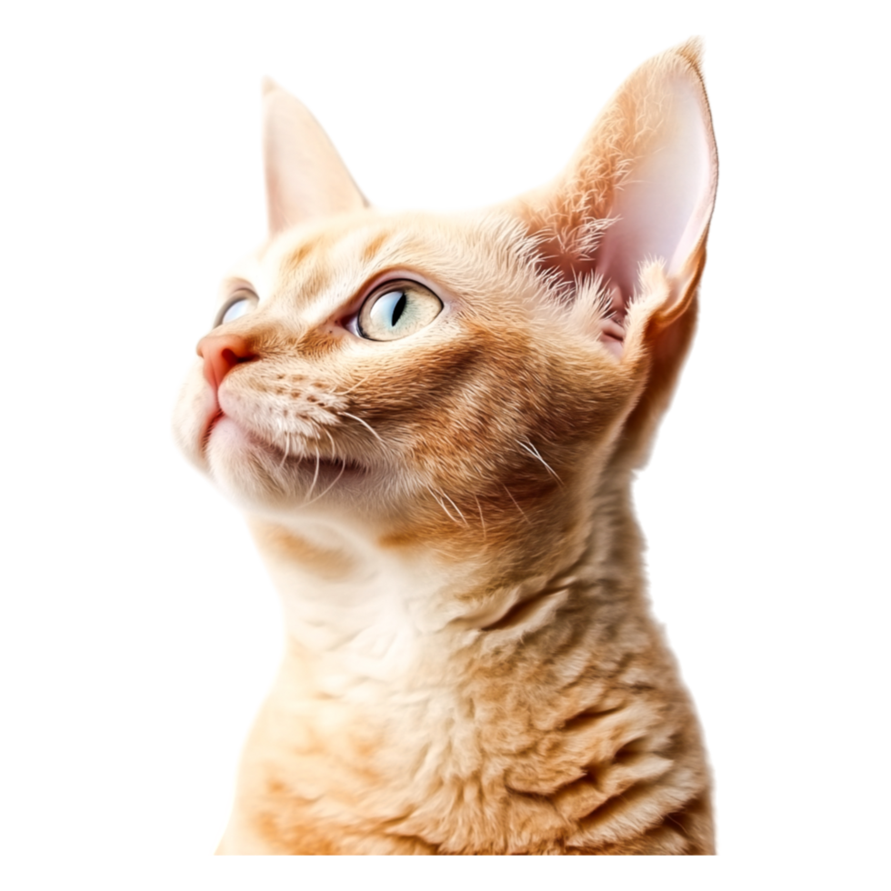 Profile of a Soft-Furred Cat with Alert Expression Plain Background png