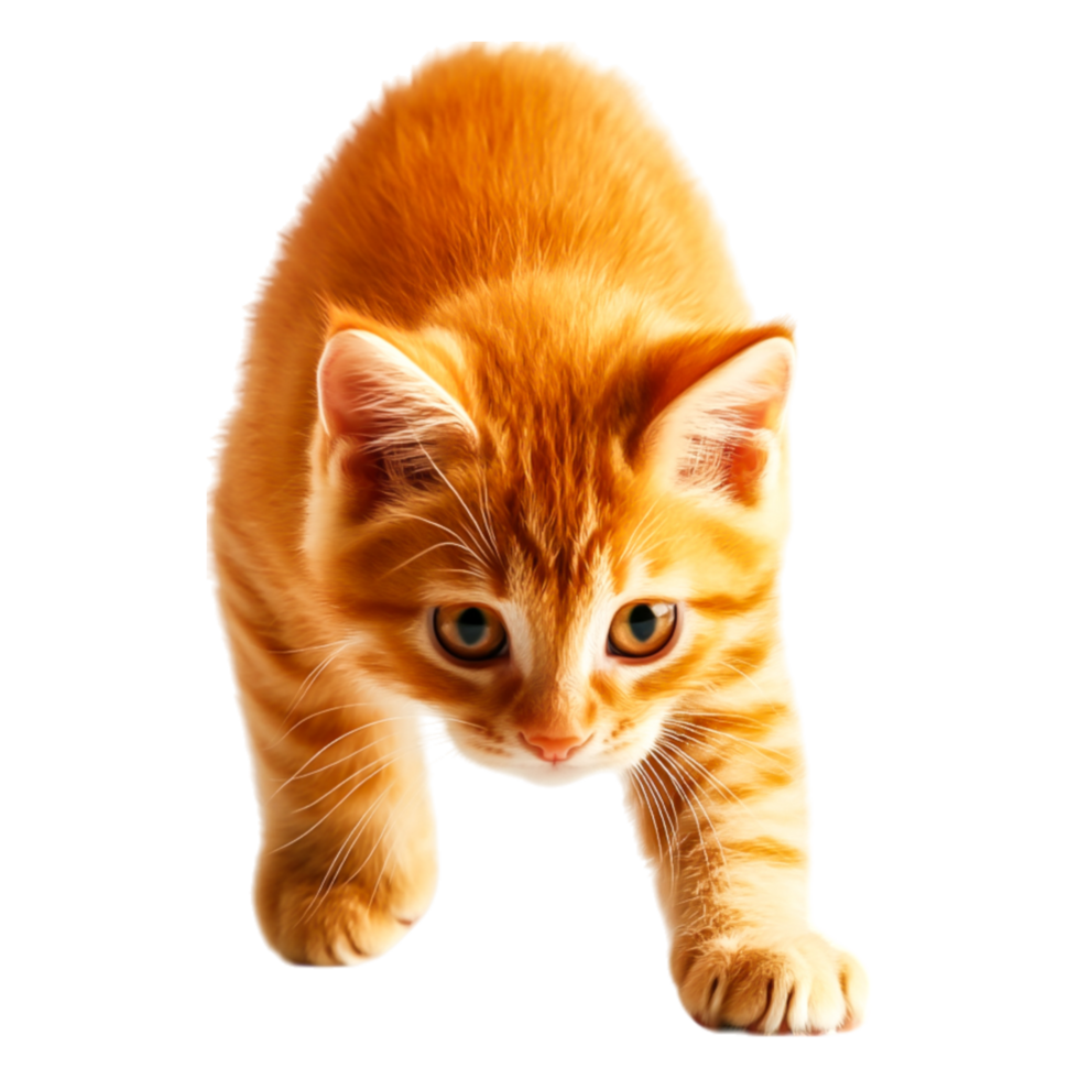 Playful Orange Kitten Exploring a Bright Indoor Space with Curiosity png