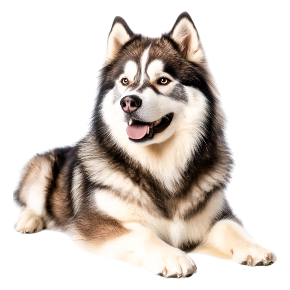 Majestic Alaskan Malamute Dog Sitting Gracefully with Fluffy Fur png