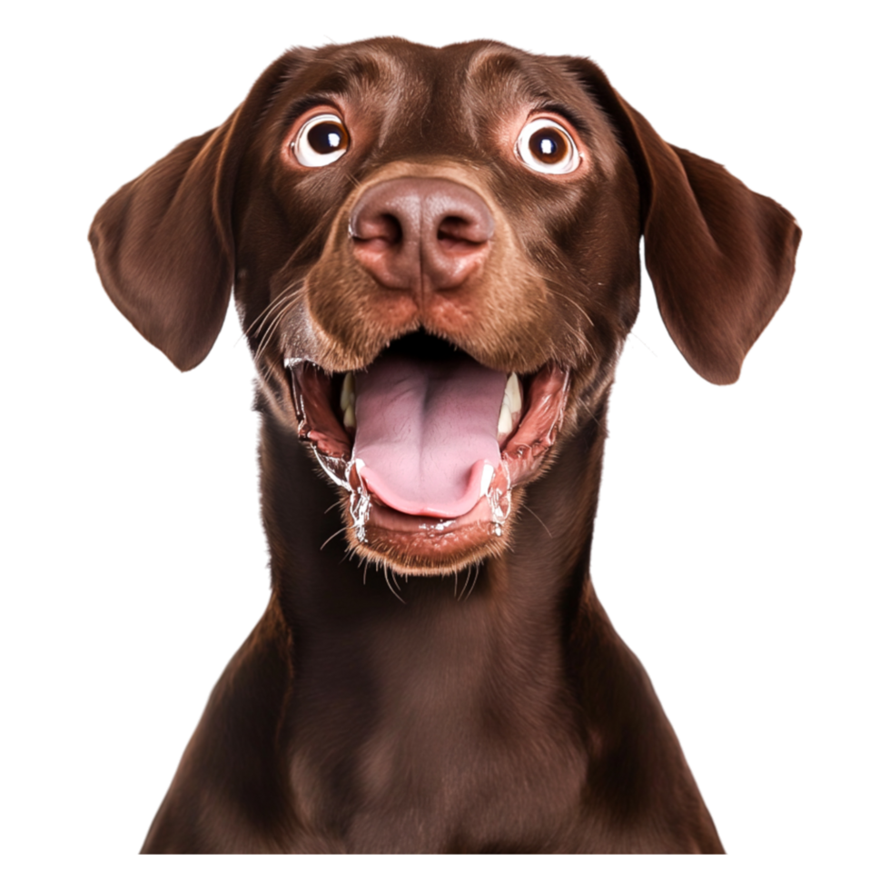 Happy Brown Dog with Open Mouth and Expression of Joyful Excitement png