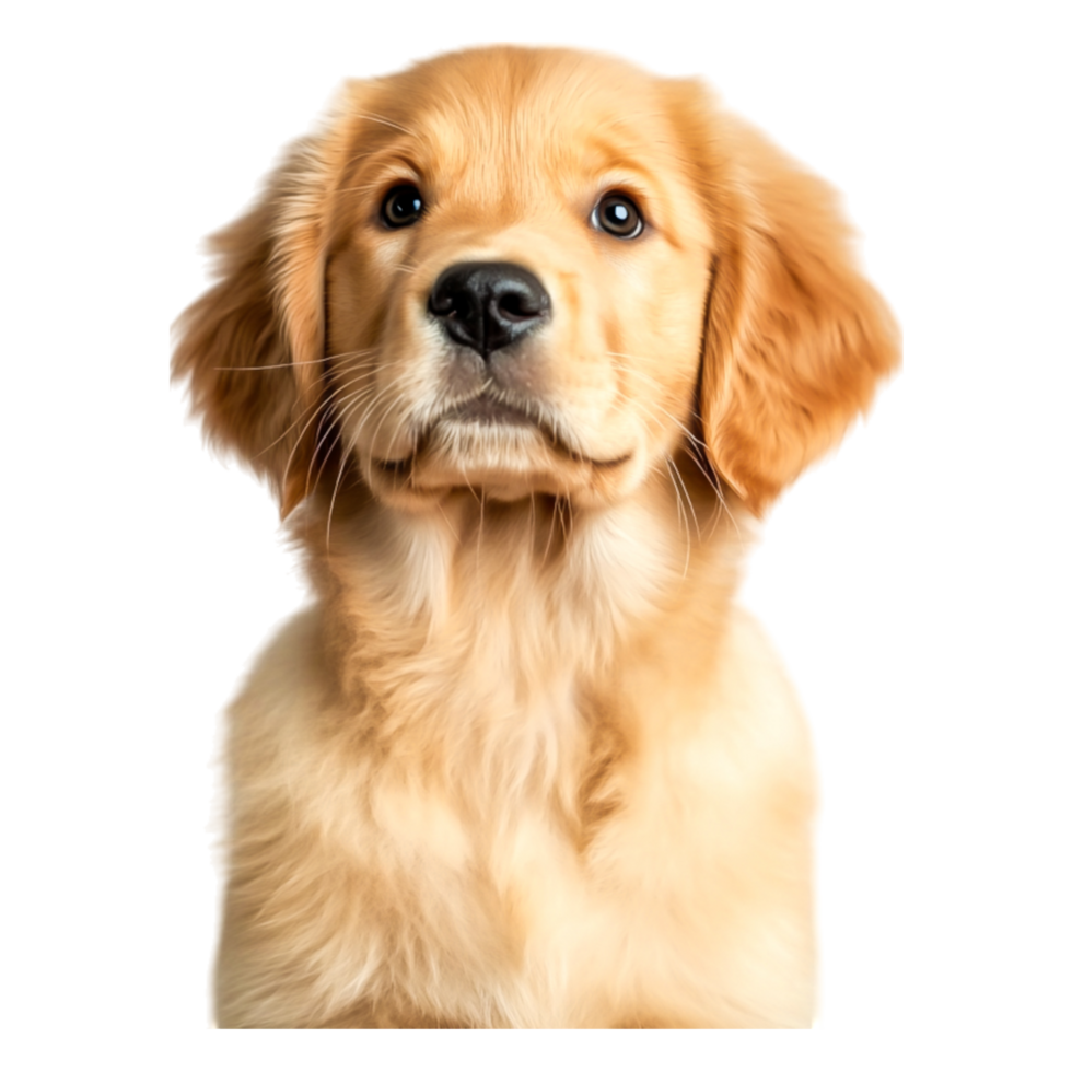 Adorable Golden Retriever Puppy with Soft Fur and Curious Expression png