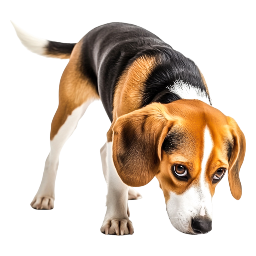 Curious Beagle Dog Sniffing the Ground with Interest and Attention png