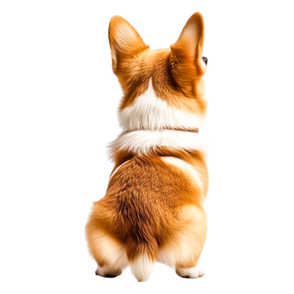 Adorable Corgi Dog Sitting Calmly with Its Back to the Camera in Nature png