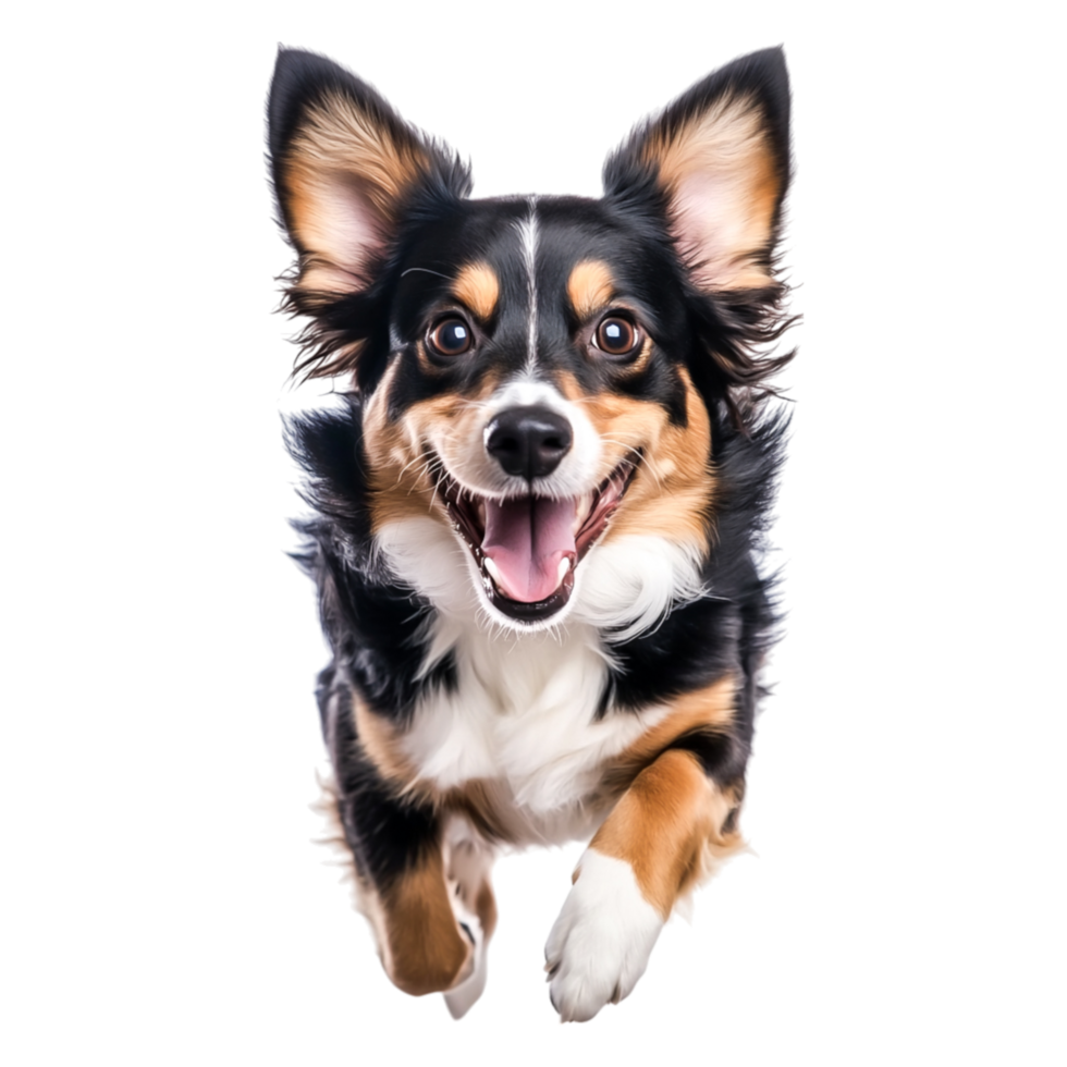 Happy Dog Running Towards Camera with Joyful Expression in Bright Setting png