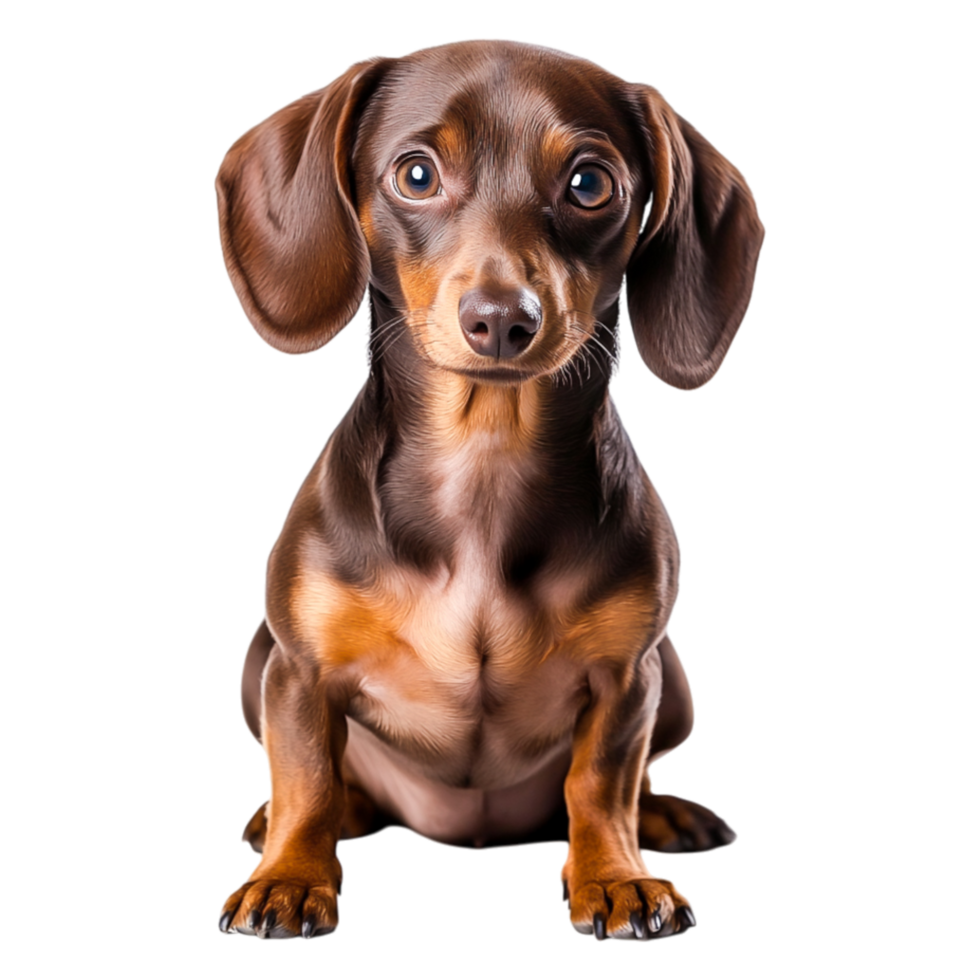 Adorable brown and tan small dog sitting in studio png